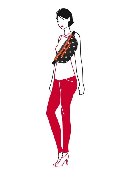 Reisenthel Червена и черна дамска чанта на червени точки Reisenthel Beltbag M Mixed Dots