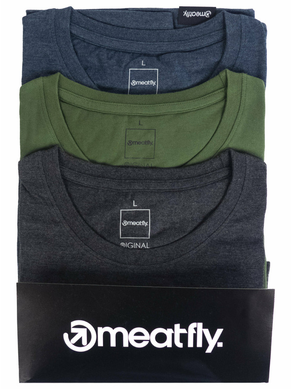 Meatfly Meatfly опаковка мъжки тениски Basic Multipack Charcoal Heather/Olive/Navy Heather | Сива | Размер