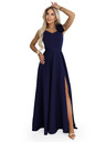 numoco Елегантни вечерни макси рокли с цепка и рози - морско синьо