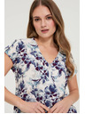 Moodo Тъмносиня вискозна риза Moodo с цветен принт