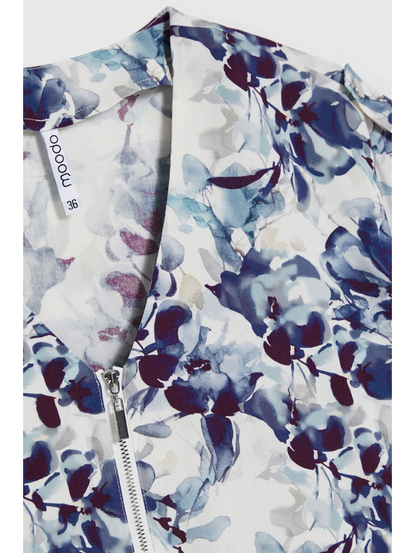 Moodo Тъмносиня вискозна риза Moodo с цветен принт