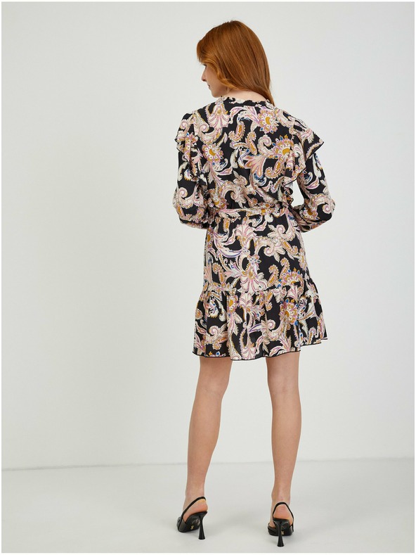 Orsay Бежово-черна дамска рокля с десен ORSAY