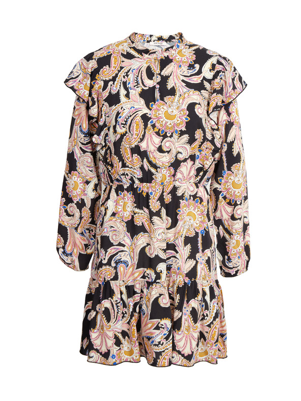 Orsay Бежово-черна дамска рокля с десен ORSAY