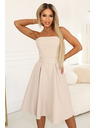 numoco VIVIENNE Корсетна разширена миди рокля с колан - светло бежово