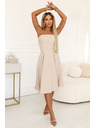 numoco VIVIENNE Корсетна разширена миди рокля с колан - светло бежово
