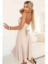 numoco VIVIENNE Корсетна разширена миди рокля с колан - светло бежово