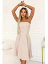 numoco VIVIENNE Корсетна разширена миди рокля с колан - светло бежово