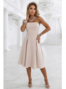 numoco VIVIENNE Корсетна разширена миди рокля с колан - светло бежово
