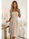 numoco VIVIENNE Корсетна разширена миди рокля с колан - светло бежово