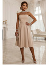 numoco VIVIENNE Корсетна разширена миди рокля с колан - светло бежово