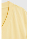 Moodo Памучна блуза с V деколте жълта Moodo