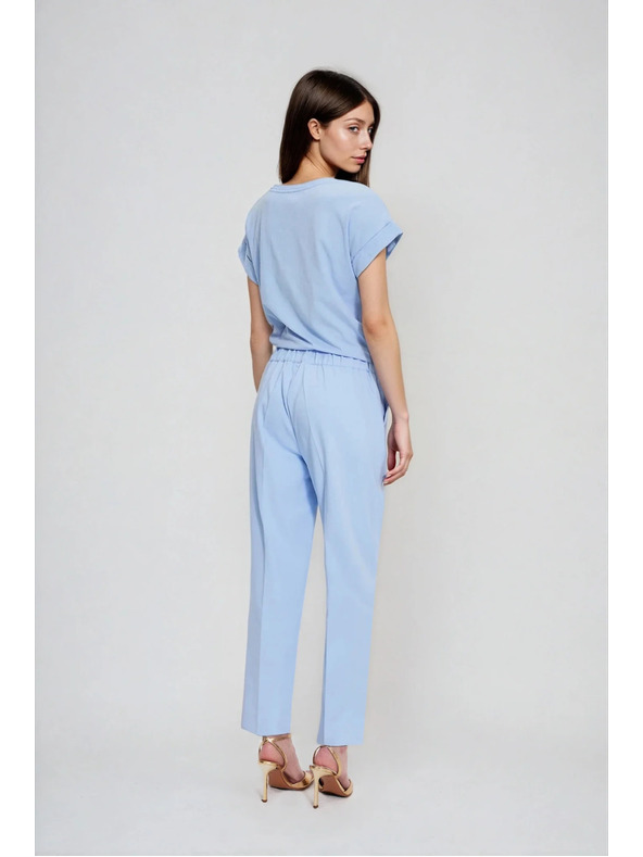 Moodo Панталони с крачол в канта сини Moodo