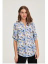 Moodo Риза от вискоза с цветя синя Moodo