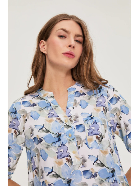 Moodo Риза от вискоза с цветя синя Moodo