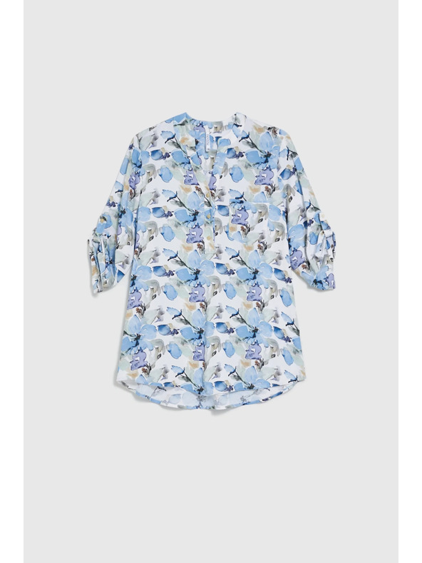 Moodo Риза от вискоза с цветя синя Moodo