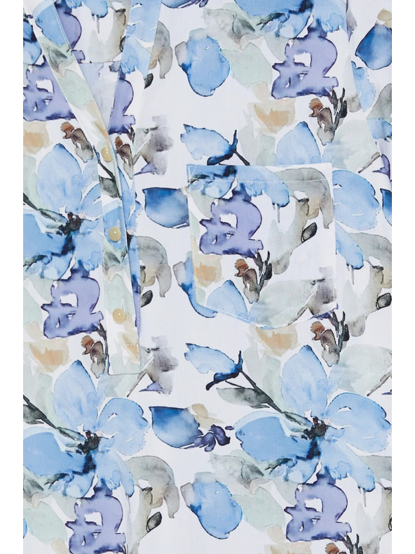 Moodo Риза от вискоза с цветя синя Moodo