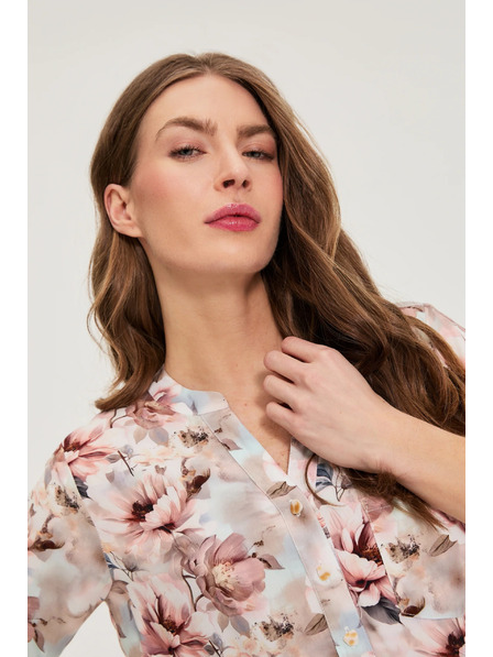 Moodo Риза от вискоза с цветя розова Moodo