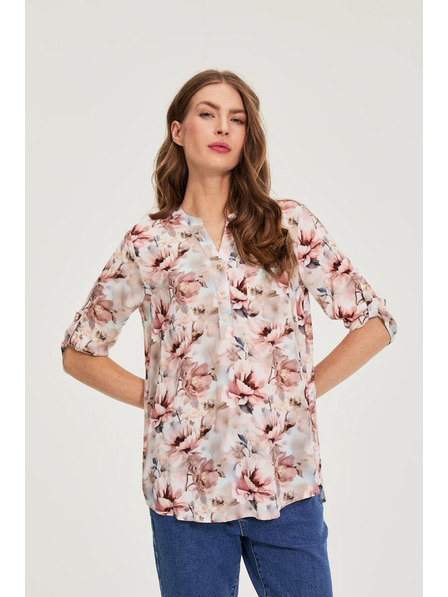 Moodo Риза от вискоза с цветя розова Moodo
