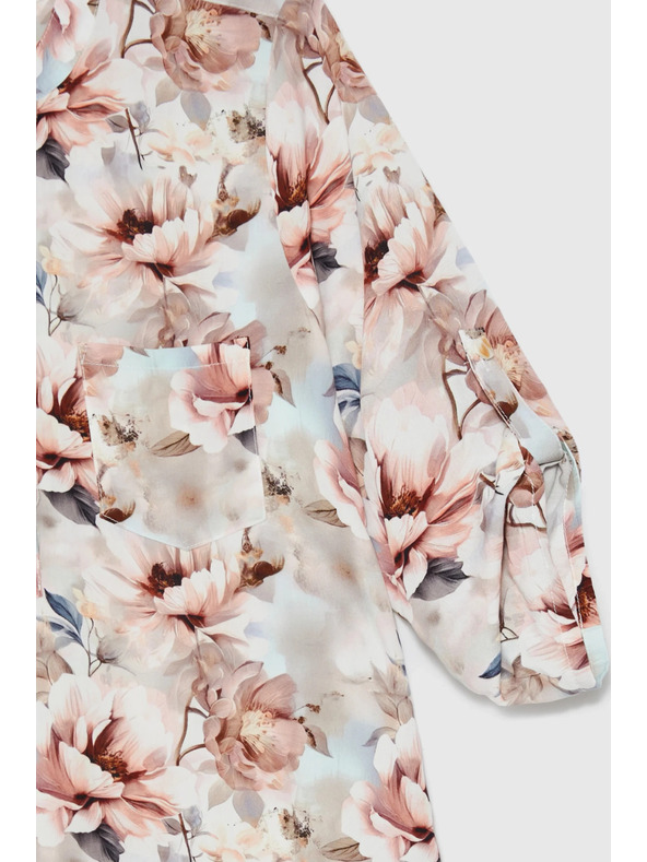 Moodo Риза от вискоза с цветя розова Moodo