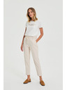 Moodo Бежови панталони с гънки Moodo