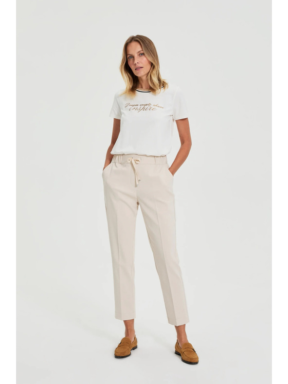 Moodo Бежови панталони с гънки Moodo