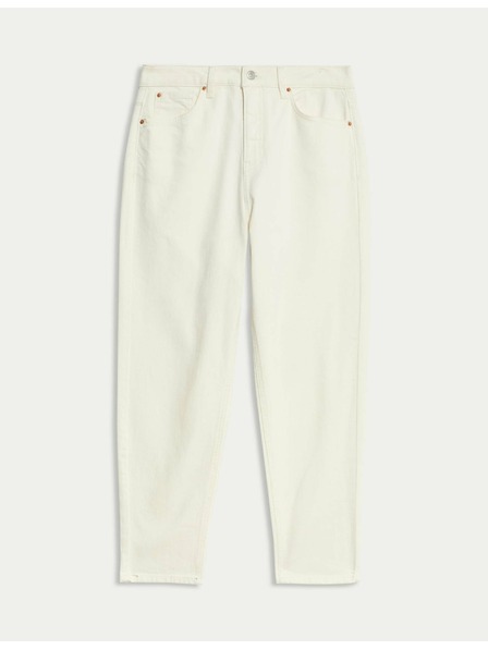 Marks & Spencer Дънки кройка Mom с висока талия Marks & Spencer сметанова