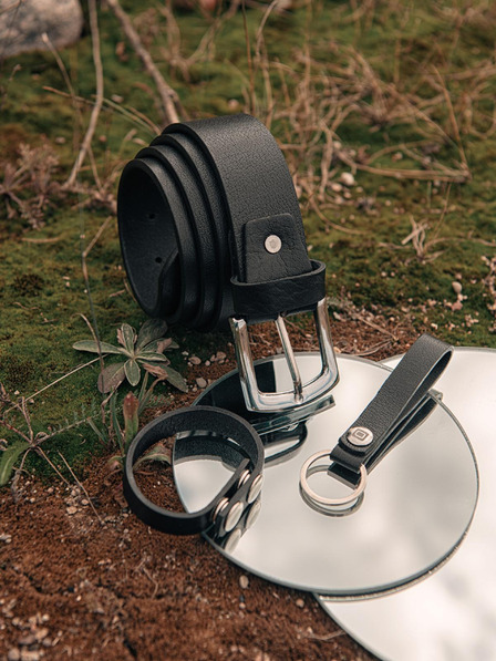 Ombre Clothing Комплект мъжки кожени аксесоари - черни A654 Ombre Clothing