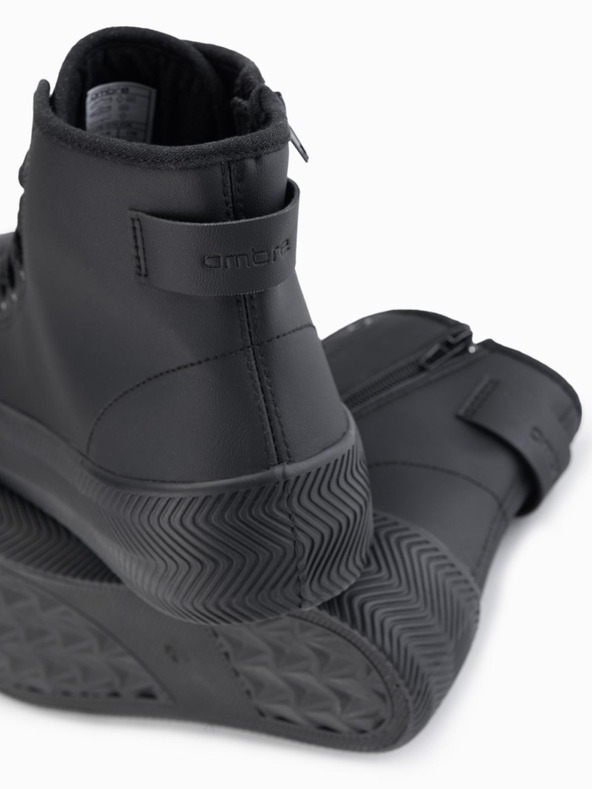 Ombre Clothing Мъжки високи кецове с цип за лесно обуване - черно V1 OM-FOTH-0184 Ombre Clothing