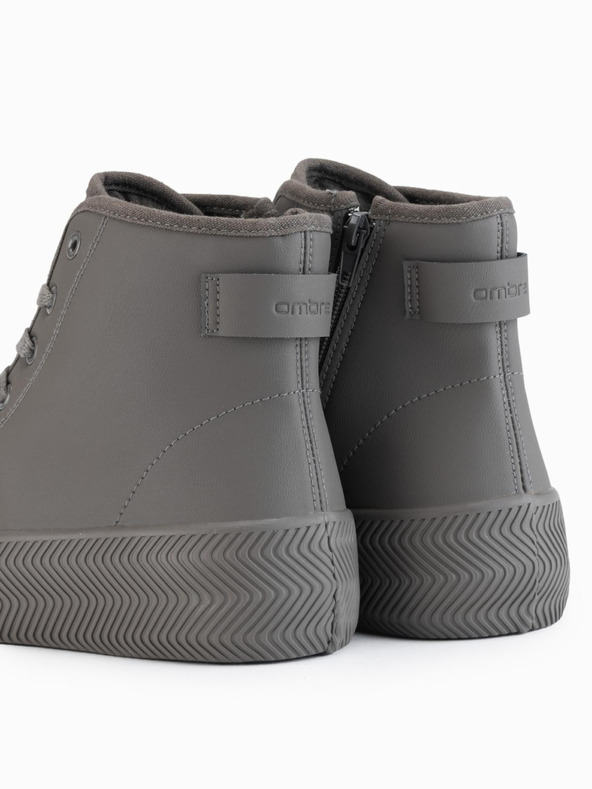 Ombre Clothing Мъжки високи кецове с цип за лесно обуване - тъмнобежово V3 OM-FOTH-0184 Ombre Clothing