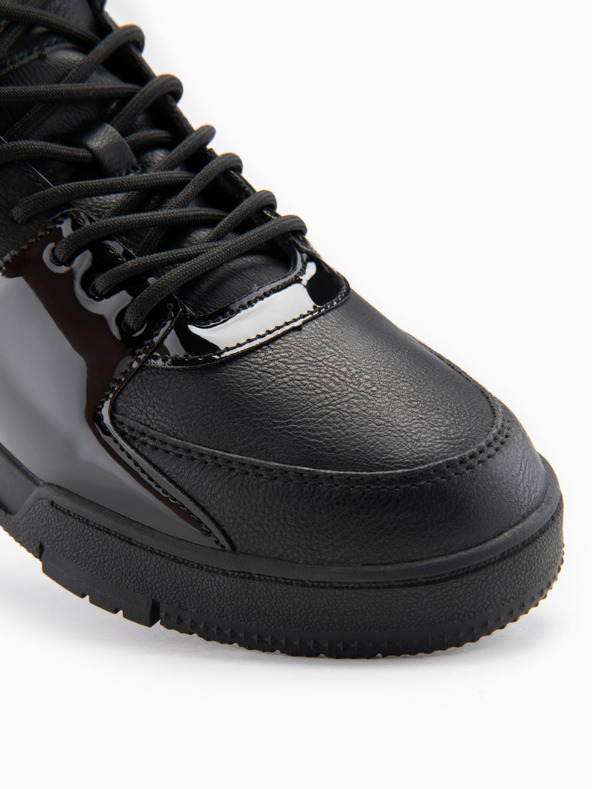 Ombre Clothing Мъжки високи кецове със блестящи елементи - черни V1 OM-FOSH-0178 Ombre Clothing