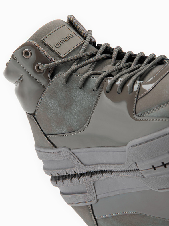 Ombre Clothing Мъжки високи кецове със блестящи елементи - кафяво V4 OM-FOSH-0178 Ombre Clothing