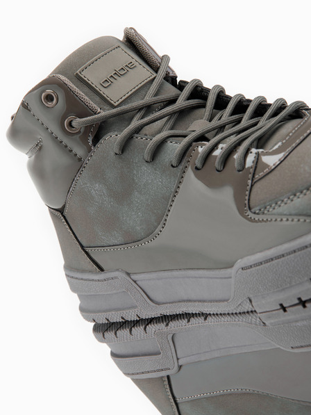 Ombre Clothing Мъжки високи кецове със блестящи елементи - кафяво V4 OM-FOSH-0178 Ombre Clothing