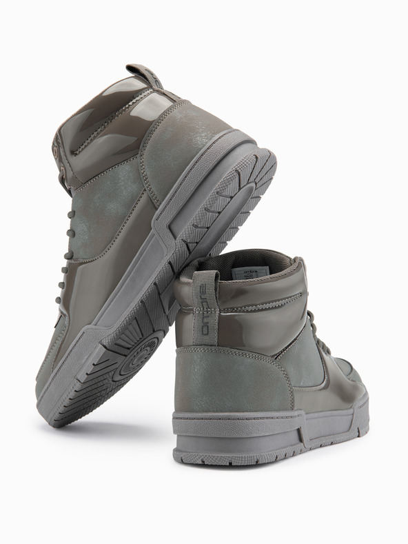 Ombre Clothing Мъжки високи кецове със блестящи елементи - кафяво V4 OM-FOSH-0178 Ombre Clothing