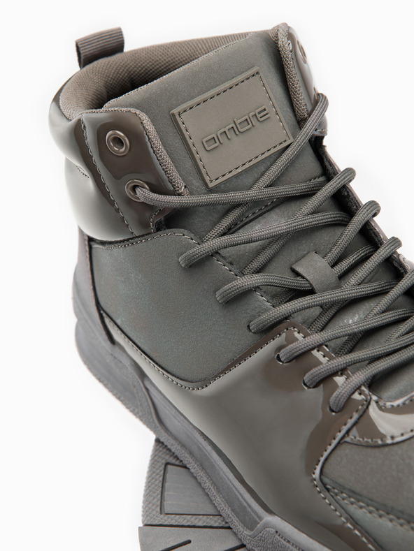 Ombre Clothing Мъжки високи кецове със блестящи елементи - кафяво V4 OM-FOSH-0178 Ombre Clothing