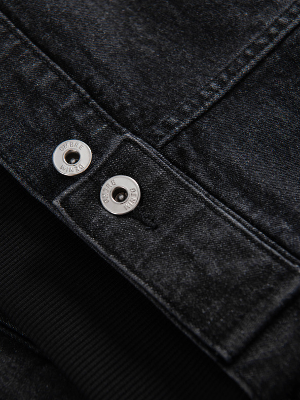 Ombre Clothing Мъжко дънково яке с плетени ръкави и качулка - черно V3 OM-JADJ-0220 Ombre Clothing