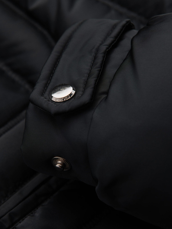 Ombre Clothing Мъжко стегнато яке с лъскав финиш и стояло - черно V1 OM-JALP-0218 Ombre Clothing