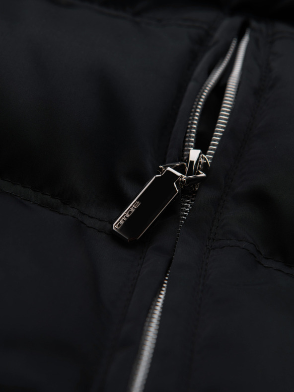 Ombre Clothing Мъжко стегнато яке с лъскав финиш и стояло - черно V1 OM-JALP-0218 Ombre Clothing