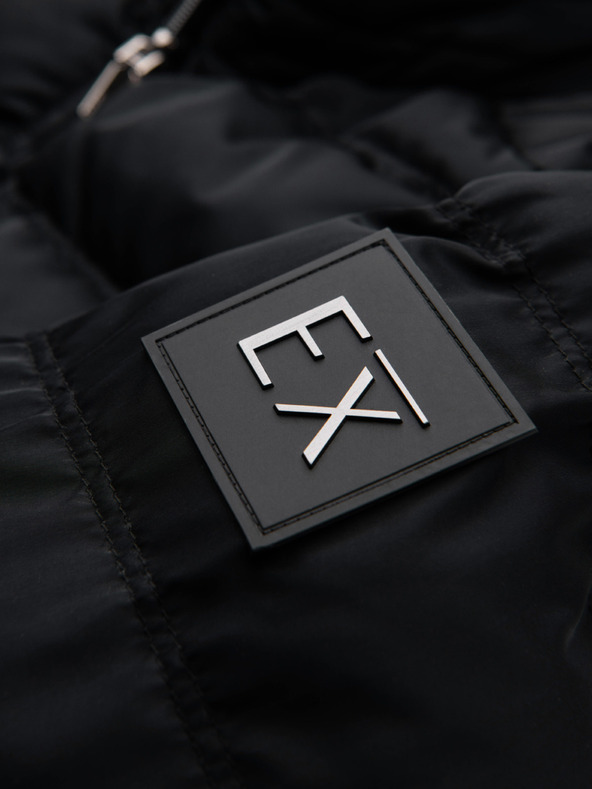 Ombre Clothing Мъжко стегнато яке с лъскав финиш и стояло - черно V1 OM-JALP-0218 Ombre Clothing