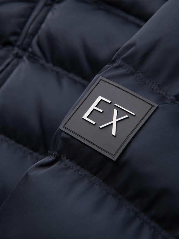 Ombre Clothing Мъжко стегнато яке с лъскав финиш и стояло - тъмносиньо V2 OM-JALP-0218 Ombre Clothing