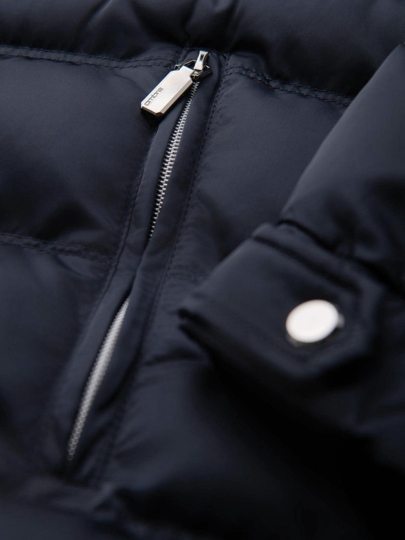 Ombre Clothing Мъжко стегнато яке с лъскав финиш и стояло - тъмносиньо V2 OM-JALP-0218 Ombre Clothing