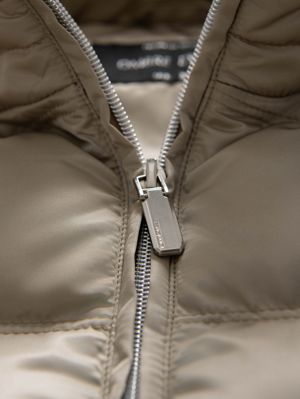 Ombre Clothing Мъжко стегнато яке с лъскав финиш и стояло - светлосиво V5 OM-JALP-0218 Ombre Clothing