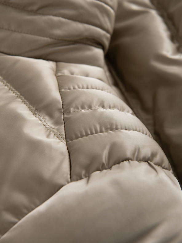 Ombre Clothing Мъжко стегнато яке с лъскав финиш и стояло - светлосиво V5 OM-JALP-0218 Ombre Clothing