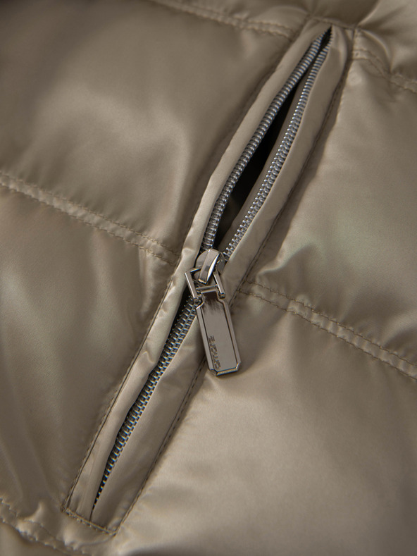 Ombre Clothing Мъжко стегнато яке с лъскав финиш и стояло - светлосиво V5 OM-JALP-0218 Ombre Clothing