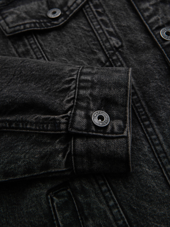 Ombre Clothing Мъжко дънково яке катана с подсилване - черно V3 OM-JADJ-0219 Ombre Clothing