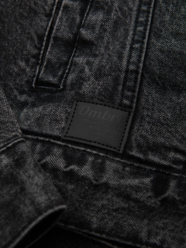 Ombre Clothing Мъжко дънково яке катана с подсилване - черно V3 OM-JADJ-0219 Ombre Clothing