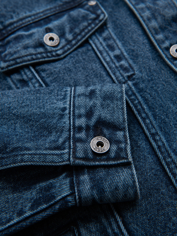 Ombre Clothing Мъжко дънково яке катана с измиване - синьо V4 OM-JADJ-0219 Ombre Clothing