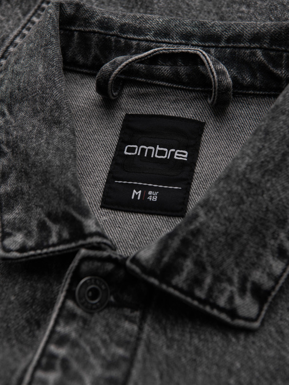 Ombre Clothing Мъжко дънково яке катана с измиване - графитно V5 OM-JADJ-0219 Ombre Clothing