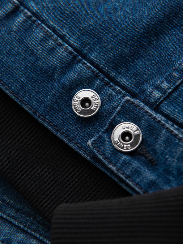 Ombre Clothing Мъжко дънково яке с плетени ръкави и качулка - синьо и черно V2 OM-JADJ-0220 Ombre Clothing