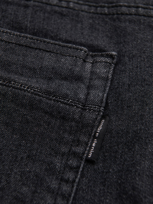 Ombre Clothing Мъжки дънки с износване REGULAR FIT - черни V2 OM-PADP-0241 Ombre Clothing