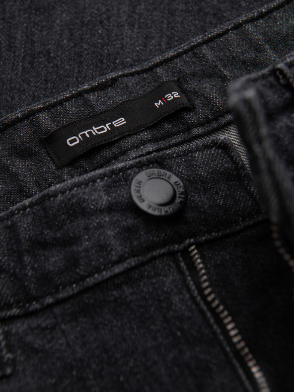 Ombre Clothing Мъжки дънки с износване REGULAR FIT - черни V2 OM-PADP-0241 Ombre Clothing